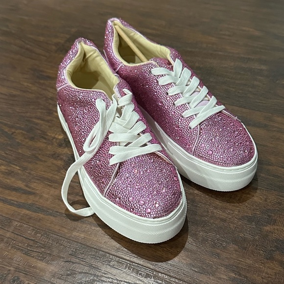 Betsey Johnson Shoes - Betsy Johnson Women's Pink Faux Rhinestone Sneakers Size 8